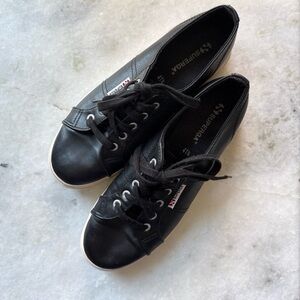 Superga Black Leather Low-Top Sneakers
